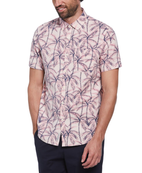 Camisa Hombre Manga Corta Pete Lino Rosado