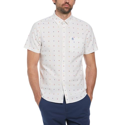 Camisa De Hombre Algodón Estampado Blanco