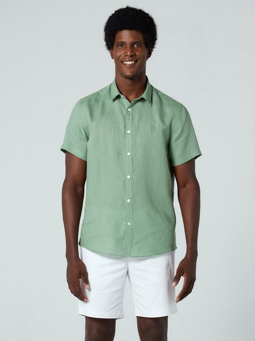 Camisa Hombre Manga Corta Pete Lino Verde