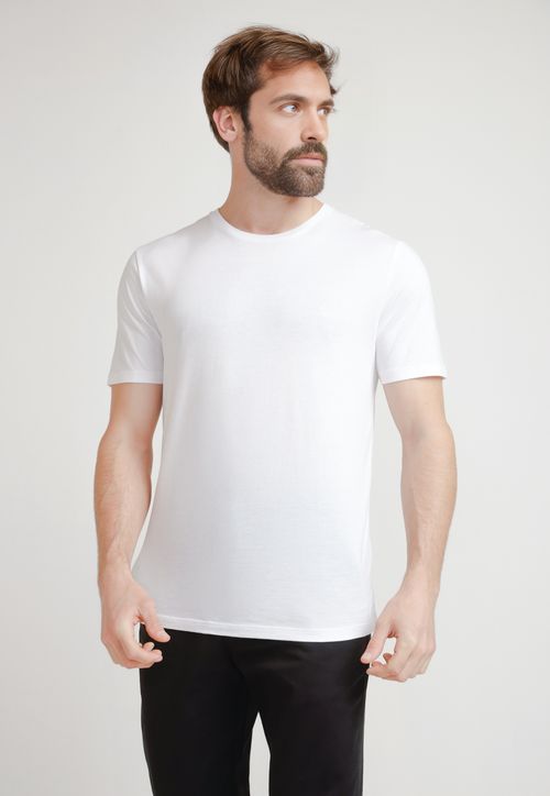 Polera De Hombre Algodón Pima Liso Blanco