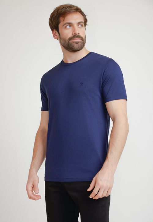 Polera De Hombre Algodón Pima Liso Azul