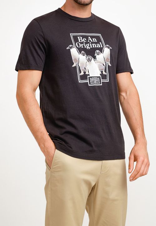 Polera De Hombre Algodón Estampado Negro