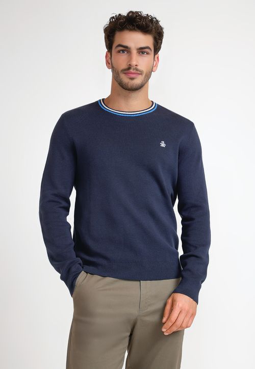 Tejido Hombre Algodón Cuello Redondo Navy