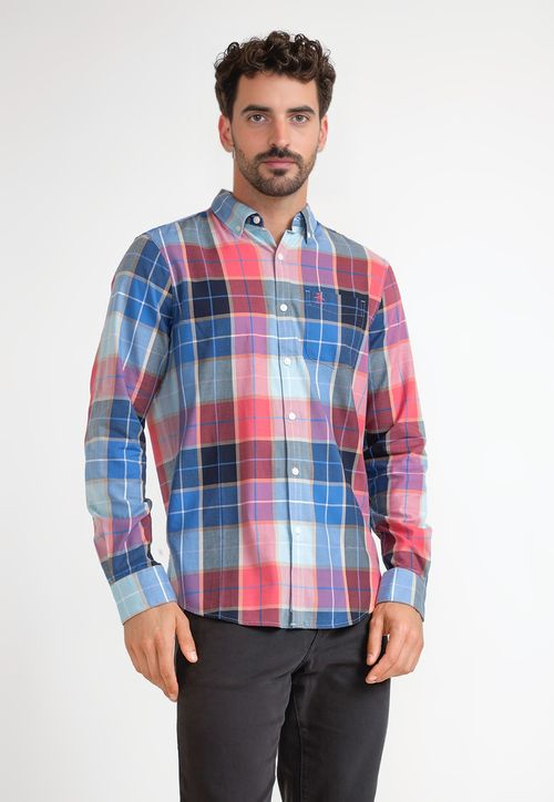 Camisa Hombre A Cuadros Azul