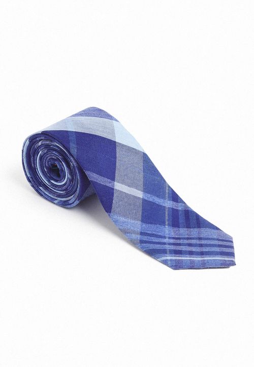 Corbata De Hombre Cuadros Azul