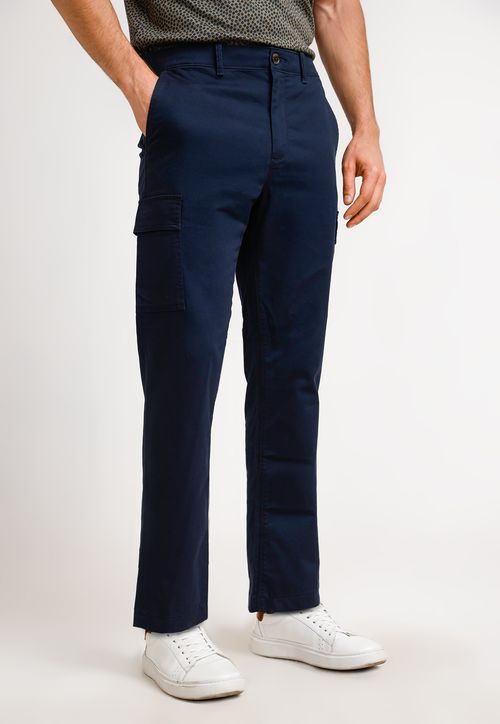 Pantalón De Hombre Algodón Liso Navy