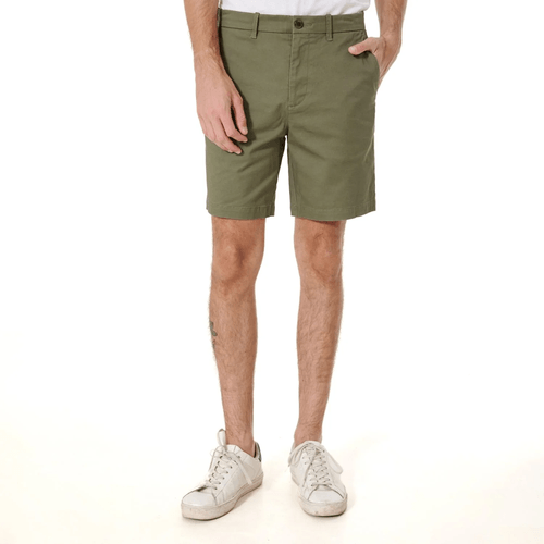 Bermuda De Hombre Algodón Liso Militar