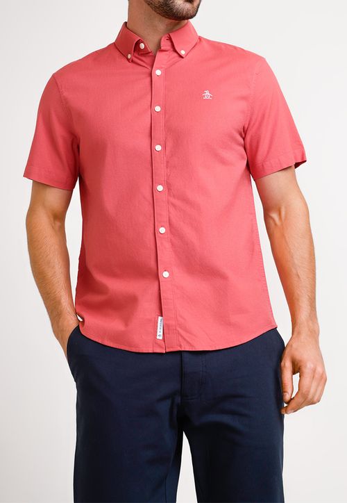 Camisa De Hombre Algodón Liso Coral