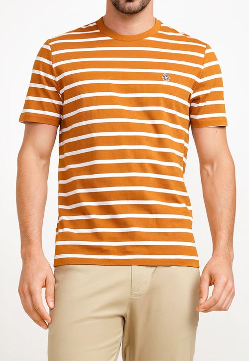 Polera De Hombre Algodón Orgánico Rayas Mostaza