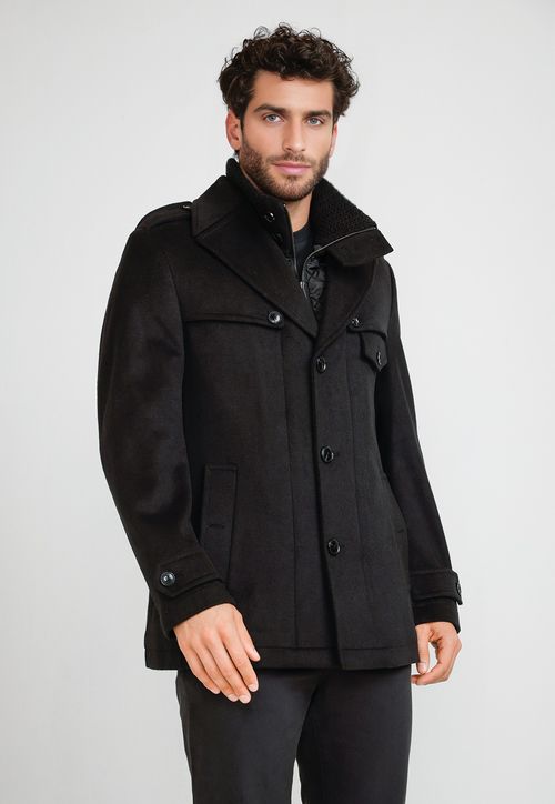 Abrigo Hombre Lana Negro