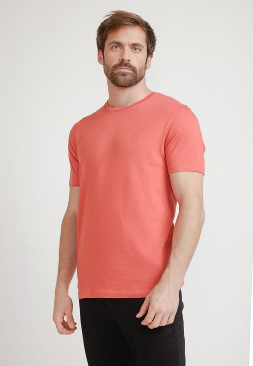 Polera De Hombre Algodón Pima Liso Coral