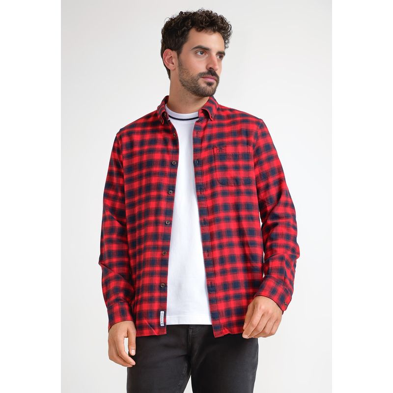 Camisa Hombre A Cuadros De Franela Rojo Original Penguin Chile