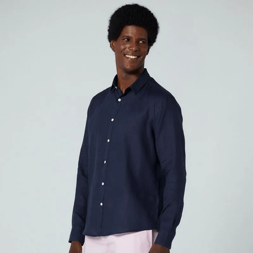 Camisa Hombre Manga Larga Pete Lino Navy