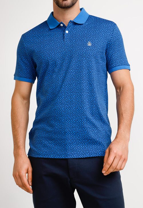 Polera Polo De Hombre Algodón Orgánico Estampado Azulino