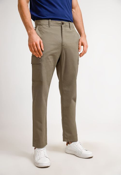 Pantalón De Hombre Algodón Liso Militar