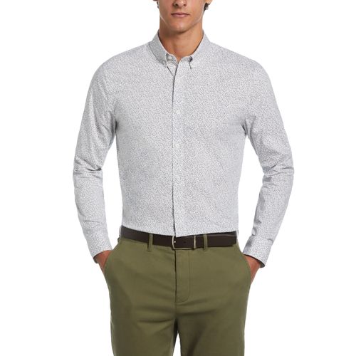 Camisa De Hombre Formal Algodón Estampado Gris