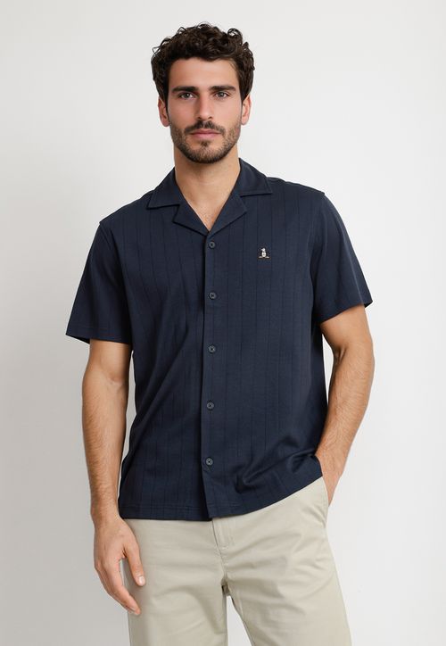 Camisa Hombre Manga Corta Azul Marino