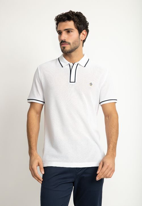 Polera Hombre Polo Manga Corta Blanca