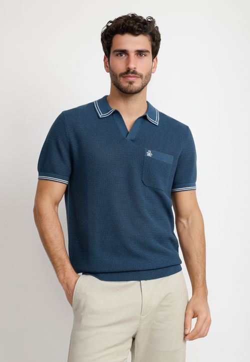 Polera Hombre Polo Manga Corta Azul Petróleo