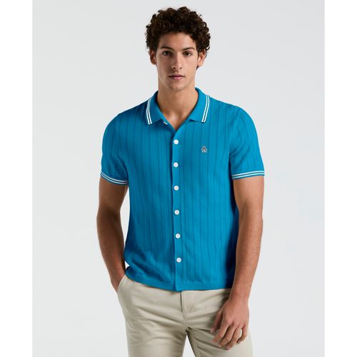 Camisa Hombre Manga Corta Azul Piedra
