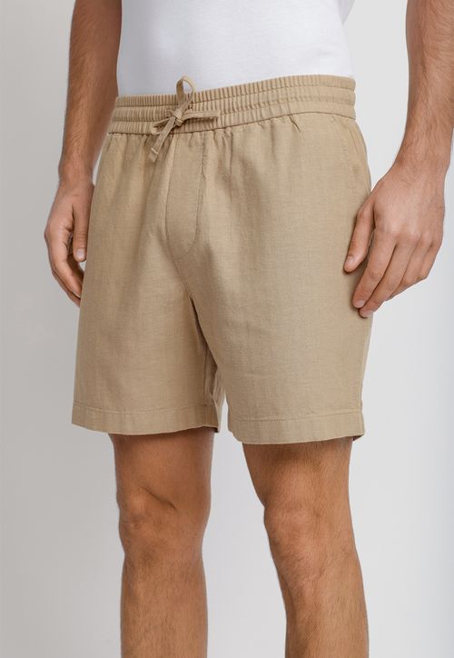Bermuda Hombre Lino Algodón Khaki