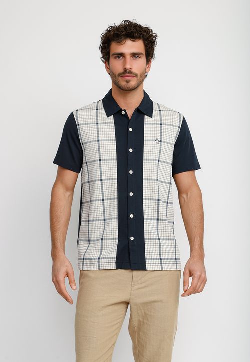Camisa Hombre Manga Corta  Estampada Cruda