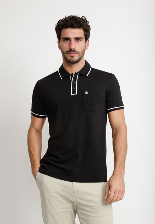 Polera Hombre Polo Manga Corta Negra