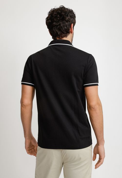 Polera Hombre Polo Manga Corta Negra