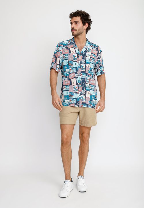 Camisa Hombre Manga Corta Estampada