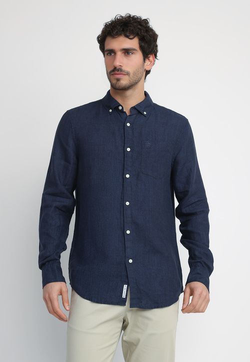 Camisa Hombre Lino Navy OPWB0400