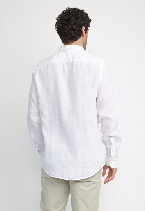 Camisa Hombre Lino Blanca