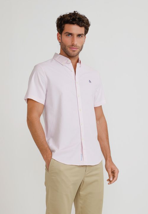 Camisa Hombre Manga Corta Rosada OPWB0037