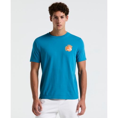 Polera Hombre Manga Corta Azul Piedra