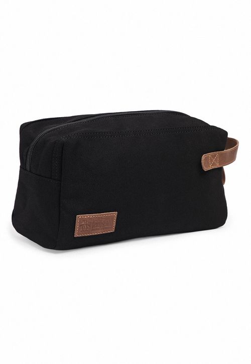 Neceser De Canvas Con Detalles De Cuero Negro
