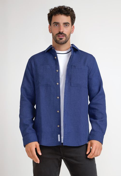 Camisa Hombre Manga Larga Azul